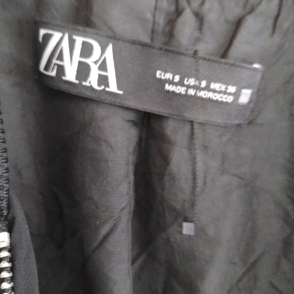 Zara Black Bomber Jacket with Silver Zipper Small - Picture 3 of 11